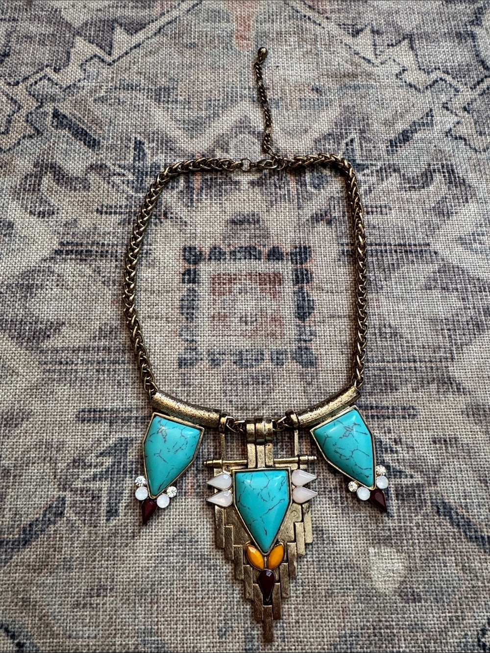 H&M Turquoise Geometric Statement Necklace - Women Jewelry